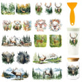 18 Pcs Deer UV DTF Cup Wraps for 16OZ Glass, 4.3 x 9.4 Inch Animals Forest UV DTF Transfer Stickers Waterproof Rub on Transfer Decals for Glass Bottle Vase Furniture Crafts - style: Deer