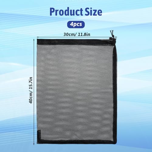 2pcs Pond Filter Bag Submersible Water Pump Cover 11.81" X 15.75" Large Pond Pump Filter Bags Black Mesh Media Bags for Outdoor Ponds Filters Aquarium Swimming Pool Fountai