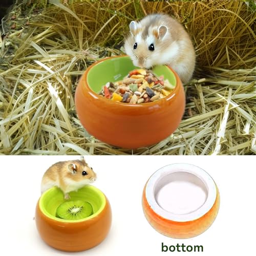 JSLZF Hamster Bowl Ceramic Rat Bowl Small Hamster Food Dish Prevent Knocking Over, Food Splashing and Chewing Feeding Dish for Gerbil Chinchilla Rat Ferret (3 PCS)