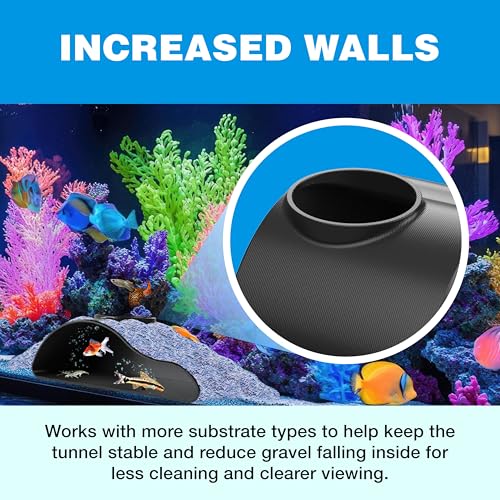 Subterranean Aquarium Hideouts – Undergravel Fish Tank Tunnels & Caves – Naturalistic Substrate-Integrated Decor for Betta, Pleco, Loach & Shrimp (Black, One Hole Hideout) - color: Black