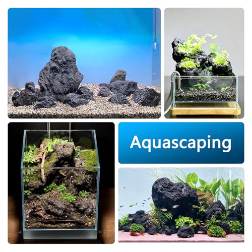 Natural Volcanic Lava Rock Stones for Fire Pit 4"-9" Natural Rocks for Fish,Fire Bowls,Gas Log Sets,Fireplaces,Decorative Landscaping & Outdoor Garden Projects-15lb 6-7pcs - color: Black, size: 15lb 6-7pcs(4-9inch)
