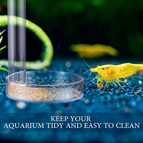 Potchen 12 Pieces Shrimp Feeder Set 4 Acrylic Tubes & 8 Dishes, Clear Crystal Glass Bowl, Fish Tank Feeding Supplies for Shrimp & Betta, 2 Sizes