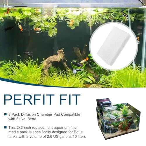 8 Pack Betta Diffusion Chamber Pad Replacement Compatible with Fluval Betta Tank Filter, Aquarium Filter Media for Betta Premium Aquarium 2.6 Gallon