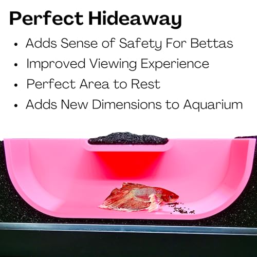 Underground Tunnel Hideout Cave | Aquarium Hide for Small Fish & Shrimp | Viewing Betta Fish Rest Hammock Enrichment Toy | Tank Accessories Decorations Toys Decor (Pink) - color: Pink