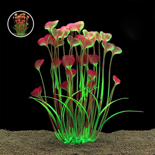 2PCS 16 Inch Aquarium Artificial Plastic Plant Decorations Ceramic Base Fish Tank Scenery Crafts Pet Supplies