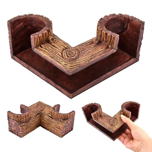 Aquarium Underground Corner Cave, Natural-Looking Wood-Like Viewing Fish & Shrimp Under Gravel Tunnel Fish Tank Decor Decoration Hideout for Corydora Catfish, Kuhli Loach, Pleco