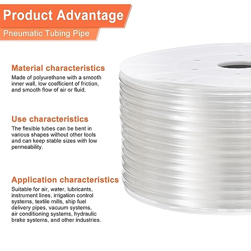 MECCANIXITY PU Air Line Tubing Hose 10mmx6.5mm 295ft 90M Transparent for Fluid Transfer - color: Transparent, size: OD10mm*ID6.5mm 295ft (90 Meters)