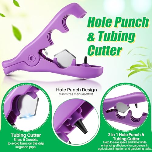 Feekoon Drip Irrigation Tubing Cutter Hole Punch Tools, 2 in 1 Hole Punch & Tubing Cutter, 2 in 1 Drip Irrigation Tool for 1/4'' Fitting Emitter Insertion for Outdoor Garden Lawn Pipe System Hose.