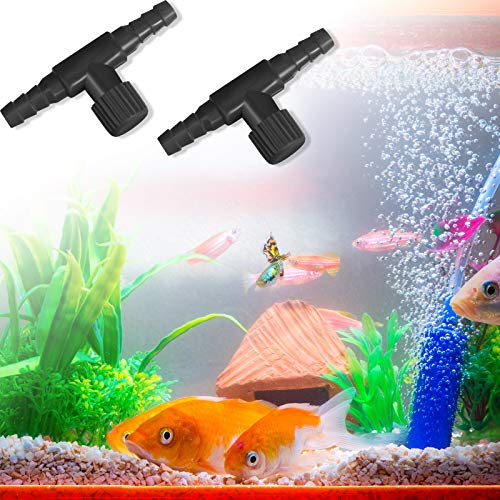 30 Pcs Aquarium Air Valve, T Shaped Fish Tank Air Control Valve Single Way Aquarium Pump Valves Plastic Flow Control Regulator Aquariums Pump Accessories for Fish Tank 3/16" (4mm) ID Tubing(Black)