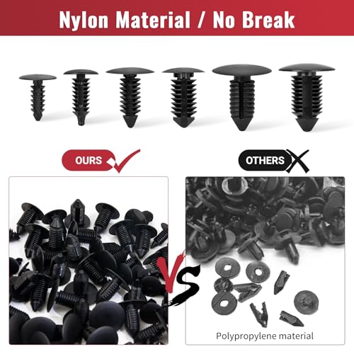 160 Pcs Christmas Tree Style Fender Retainer Clips 6mm/7mm/8mm/9mm/10mm/11mm Nylon Universal Auto Body Fastener Clip Assortment, Fender Bumper Shield Door Panel Push Pins Rivets for Car Truck Vehicle - size: 160 Pcs-for Multiple Brands