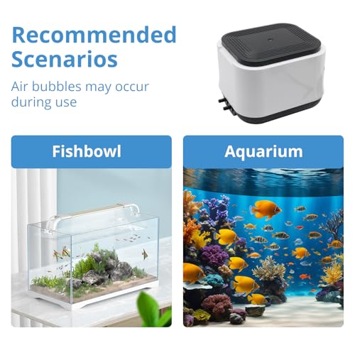 Aquarium Air Pump for Fish Tank, 2 Outlets Adjustable Bubbler, Ultra Quiet & Powerful (3W/5W/10W), Includes Air Stones/Tubing/Check Valve, 108GPH-260GPH for 300-600 Gallon Tanks - size: 10W-Up to 600Gallon