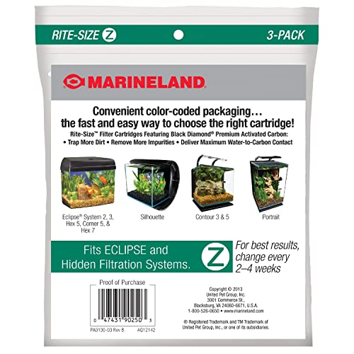 Marineland Eclipse Replacement Filter Cartridges, for Aquarium Filtration (Pack of 2) - size: 3-Count (Pack of 2), style: rite-size z