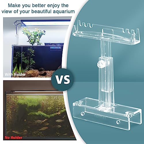 driamor Aquarium Light Holder Adjustable, Clear Acrylic Fish Tank LED Light Riser Stand Aquarium Lamp Brackets Kit 2pcs Transparent Support for Width 2.34-4.7 Inches Light with Extendable Bracket - color: Clear (Large Size)