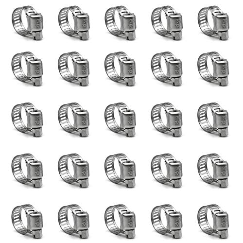 ZIPCCI Hose Clamp, 25 Pack Stainless Steel Worm Gear fuel line hose clamps, 10-16mm (3/8-5/8 inch) - size: 10-16mm