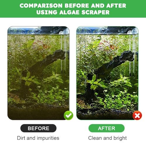 Fish Tank Scraper Cleaner, 21" Handheld Aquarium Cleaning Tool Length Adjustable Scraper Brushes Set for Fish Ree-f Plant Glass Tank (Color:Black)