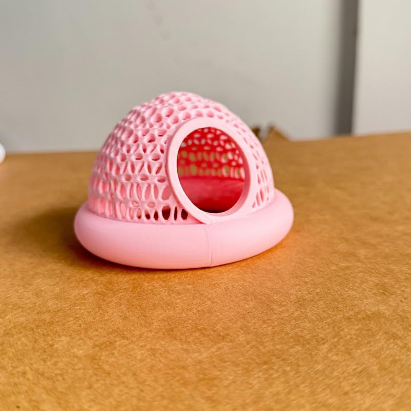 Floating Betta Hide & Shrimp Cave – 3D Printed Aquarium Hammock, Feeding Ring & Resting Spot for Betta Fish, Shrimp & Small Fish (Eco-Safe PLA) - color: Pink