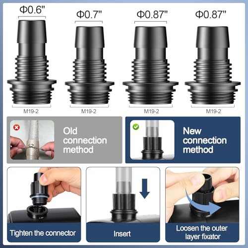 hygger 2-in-1 666GPH Submersible Pump 45W,Side and Bottom Suction Fountain Water Pump with 9.8ft High Lift,Quick Water Change with 4 Interchangeable Nozzles for Aquarium, Fish Tank, Hydroponics,Pond - size: 45W-9.8FT