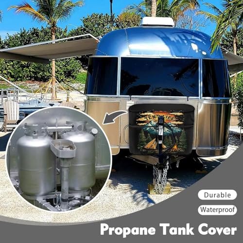 Campfire RV Propane Tank Cover Dual 20lb Propane Tank Cover,Duty Cover for RV,Trailer Travel Accessories - color: Campfire, size: Small-Double 20LB