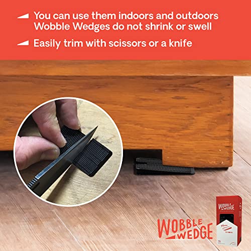 Wobble Wedges Flexible Plastic Shims - Leveling Shims for Home Improvement, Furniture Levelers, Table, and Toilet for Leveling - Made in USA Plastic Wedges Shim for Appliances (Black, 75-Pack) - size: 75
