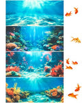 4 Pack Aquarium Background Polyester 36 x 18 Inch Cloth Fish Tank Background Undersea Corals Sunshines Rock Aquatic Plants Wallpaper with Double-Sided Tape - size: 36 x 18 Inch