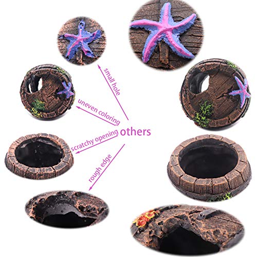 Ulifery Small Broken Barrel Aquarium Decorations Betta Cave Hideaway Tunnel Log for Fish Tank (1 piece)