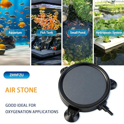2PCS 4" Aquarium Air Stone Disc with 3 Suction Cups, Bubble Diffuser for Fish Tanks, Water Tanks & Hydroponic Systems