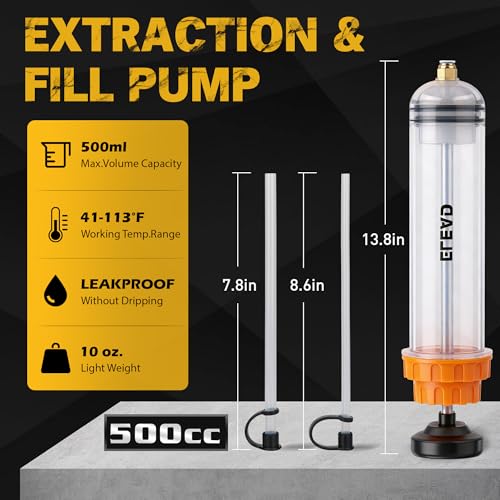 500cc Oil Fluid Extractor Pump, Multi-Purpose Oil Syringe, Fluid Syringe Extractor, Car Vacuum Fuel Transfer, Automotive Oil Syringe(17.6 Oz./0.45 Qt./500 CC) - size: 500CC