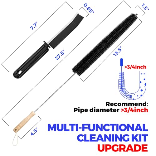 Holikme 3 Pcs Dryer Vent Cleaner Kit, 304 Stainless Steel Replacement Lint Brush for Clothes Dryer Vent Trap, Cleaning Brush & Flexible Crevice Tool - size: Standard 2Pack