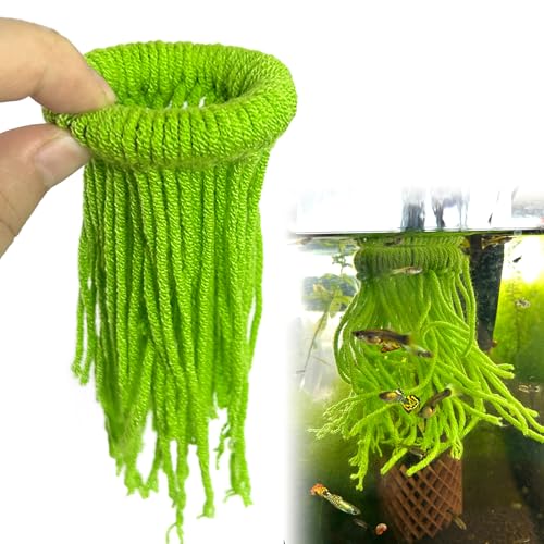 Fish Spawning Mops,Circular Spawning Mops for Fish,Fish Breeding Grass Mops,Floating Aquarium Plants Decor,Decorative Aquarium Grass for Breeding Spawning Fish(Green)