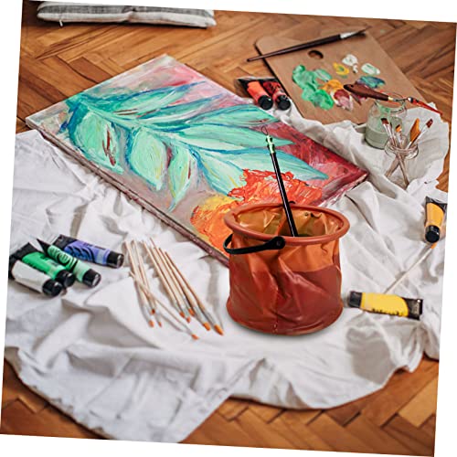 4Pcs Foldable Brush Washing Buckets Portable Collapsible Water Containers for Painting Fishing Outdoor Use Space Saving PVC Small Buckets Random Color
