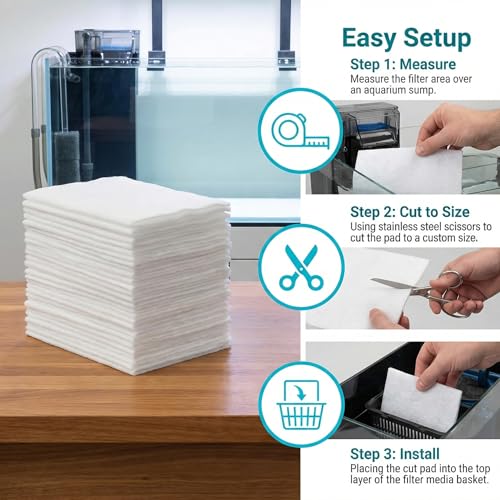 3mm Ultra-Thin Aquarium Filter Floss Pad | 100 Micron, Mechanical & Polishing Filter Media, Freshwater & Saltwater, Cut-to-Size for All Filters, 15.7" x 11.8"