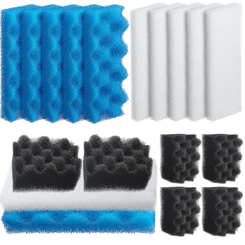 Threlaco 18 Pcs Compatible with 306/307 Bio Sponge Set Compatible with Aquarium Filters Including Blue White Black Bio Sponge for Replacement Filter Media Kit - style: 306/307