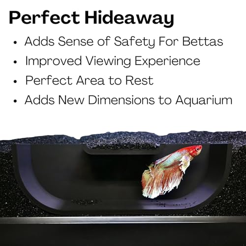 Betta Underground Tunnel Hideout Cave | Aquarium Hide For Small Fish and Shrimp | Viewing Betta Fish Rest Hammock Enrichment Toy | Betta Fish Tank Accessories Supplies Decorations Ornaments Toys Decor - color: Black