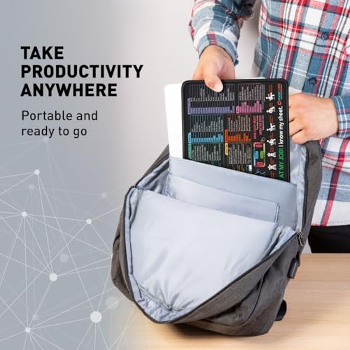 Pixiecube Excel Shortcut Mouse Pad with Windows, Word & PowerPoint Shortcuts - Small Excel Cheat Sheet Desk Pad | Non-Slip Stitched Gaming Mousepad | Large Mouse Pads for Desk Computers & Workstations - color: Excel Shortcuts, size: 12.6L x 9.5W inches