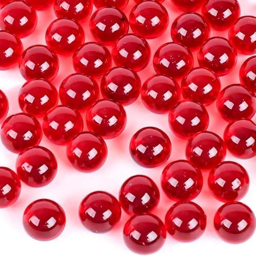 DomeStar 1LB Glass Marbles Bulk, Marbles for Vases 0.63 Inch Vase Fillers Red Glass Beads for Home Décor - color: Red
