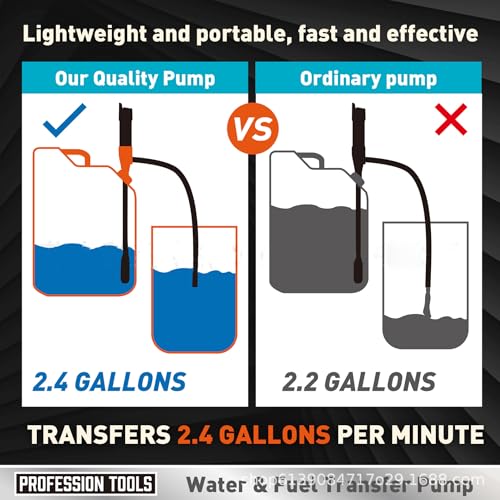 Portable Fuel Transfer Pump - 2.4 GPM Battery Powered Siphon Pump,Siphon Pump for Gasoline,for Fuel, Oil & Water, with Powerful Suction Ergonomic Nozzle 39 Inches Hose（Blue） - color: Blue