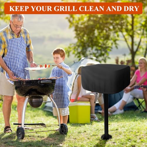Heavy Duty 600D Park Style Grill Cover, Waterproof Outdoor BBQ Cover for Rectangular Table Top Grills, Upgraded Rip-Proof Oxford Fabric with Seam Tape (Fits up to 24.4"x23.6"x19.7")
