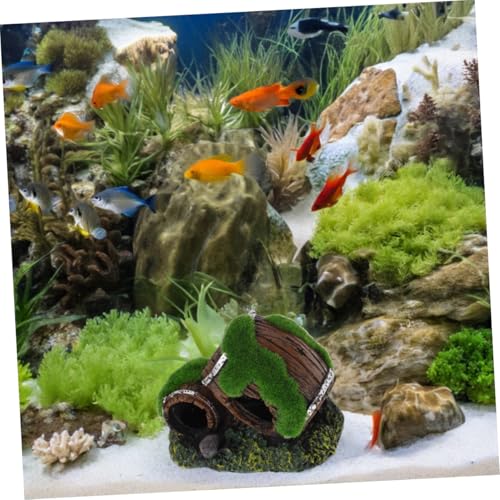 Toddmomy Fish Tank Landscape Decor Realistic Resin Barrel Aquarium Supplies Fish Decor Hideout Cave Ornament