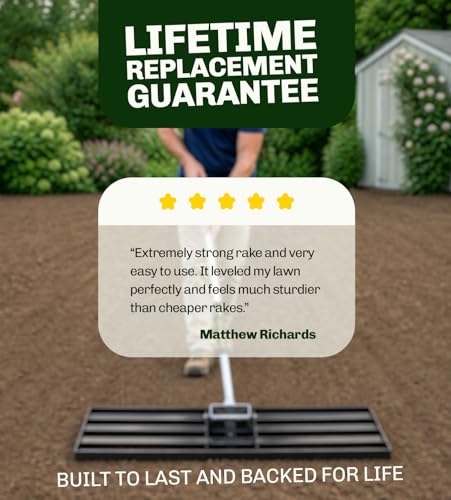 Gardease Lawn Leveling Rake 30 Inch x 10 Inch – Heavy Duty Lawn Leveler & Yard Leveling Rake – Steel Lawn Level Rake & Leveling Tool for Soil, Sand & Top Dressing