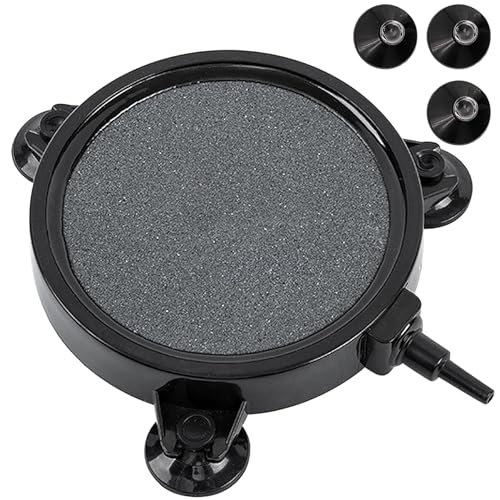 4.2 Inch Aquarium Air Stone Hydroponics Fish Tank Air Stone Disc Aerator Bubble Diffuser with Suction Cups Air Pump Round Dissolved Oxygen Airstone Decoration for Pond Dwc Reservoirs