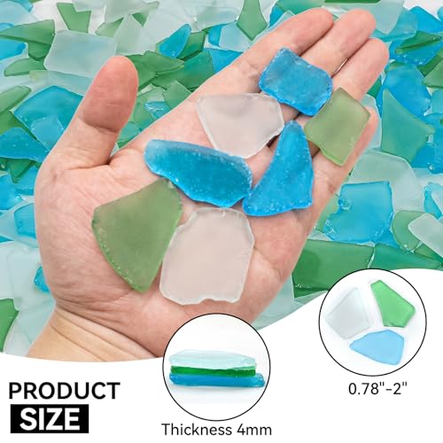 Keedolla Tumbled Sea Glass for Crafts - 10 OZ Flat Frosted Seaglass Pieces Crushed for DIY Art Crafts, Vase Filler, Beach Weddings, Aquarium and Home Decor - Blue, White, Green - color: Caribbean Blue, White, Green, size: 10 OZ / 0.63 LB