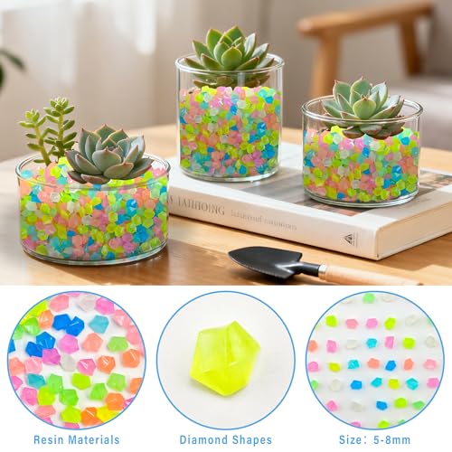 4000PCS Multicolor Glow in The Dark Stones Diamond Shape Luminous Stones Glow in The Dark Pebbles for Plants Garden Backyard Patio Lawn Walkway Driveway,5-8mm - size: 4000, style: Multi