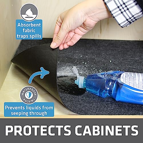 Drymate Premium Under Sink Mat, Waterproof Cabinet Protection Mats for Kitchen & Bathroom, Absorbent Shelf Liners, Slip-Resistant, Non-Adhesive, Machine Washable (USA Made)(24”x29”)(Charcoal) - color: Charcoal, size: 24"W x 29"L