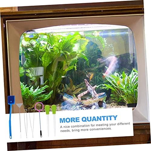 7pcs Aquarium Cleaning Tool Stainless Steel Fish Tank Maintenance Kit Aquascaping Tweezers Net and Scissors Safe for Effortless Cleaning