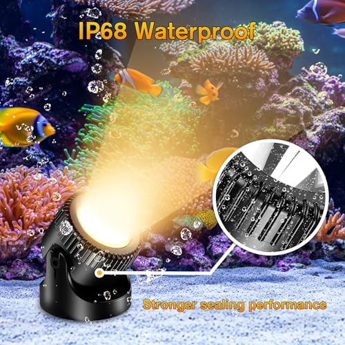 POPOSOAP Pond Lights 4-in-1 Warm White, Underwater Pond Lights with Timer/ IP68 Waterproof Submersible LED Fountain Lights for for Pond Waterfall Fountain Aquarium Garden Patio Pool(Set of 4)-P64H - size: 4 Warm White Lights- Corded Electric