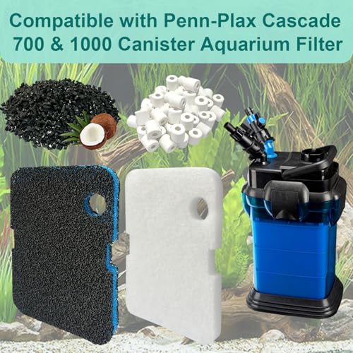 16 Pack Aquarium Filter Media Set Replacement for Penn-Plax Cascade 700 & 1000 Canister Aquarium Filters, Includes Bio Sponge Filters, White Floss Pads, Activated Carbons, Ceramic Rings & Mesh Bags - size: 700 & 1000 Series Media Set