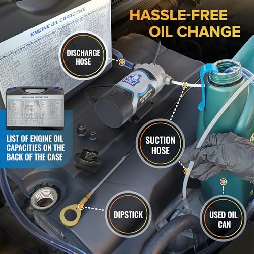 Harpy Eagle Electric Oil Change Extractor Pump 12/24V 100W, Oil Сhange Fluid Extractor Suction Transfer Pump Portable for Automotive, Cars, Boats, Motorcycle,Trucks with Storage Case/Patent Pending - size: Oil Extractor Pump