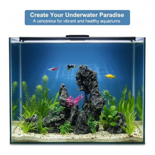 J-star Large Aquarium Rock Mountain Decor – Realistic Resin Landscape Ornament for Fish Tanks – Enhances Underwater Scenery, Easy to Clean, Safe for Fish - size: Large
