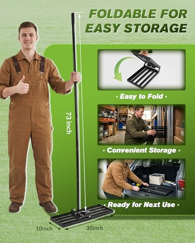 Sakerplus Lawn Leveling Rake 30 Inch, Landscaping Lawn Leveler, Heavy-Duty Yard Leveling Rake for Soil, Sand, Compost & Fertilizer, Fixed Handle Ground Leveler for Yard