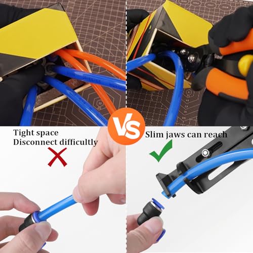 Push to Connect Fittings Air Line Removal Tool for 1/4”, 5/16” (6mm, 8mm) Push-fit Pneumatic Connector Air Line Pliers Disconnect Tool